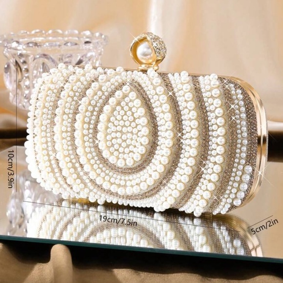 Elegant Pearl Embellished Clutch